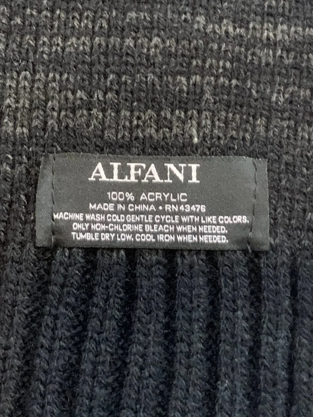 Alfani Men's 100% Acrylic Knit Space-Dyed Scarf, Charcoal Gray, One Size